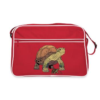 Tortue détaillée avec ourson - Sac Retro - rouge/blanc - Devant