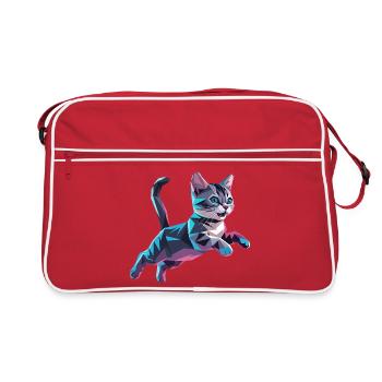 Kätzchen - Cooles Low-Poly-Logo - Retro Tasche - Rot/Weiß - Vorne
