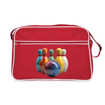 Colorful Bowling Scene Pattern - Retro Bag - red/white - Front