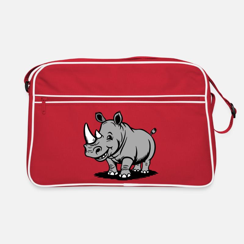 Witziger Rhino Cartoon im Graustil Retro Tasche