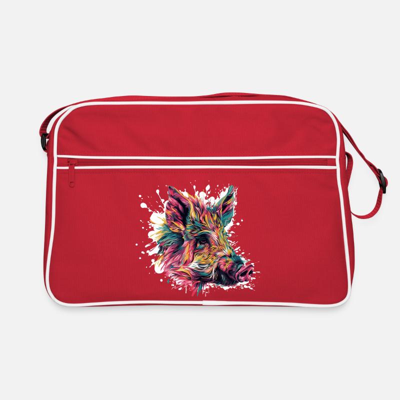 Explosion de couleur Portrait de sanglier Sac Retro