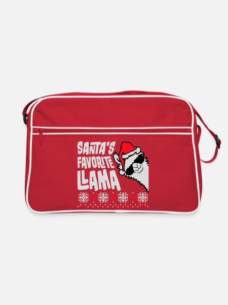 Santa's Favorite Llama Cool Side Sunglasses - Retro Bag - red/white - Front