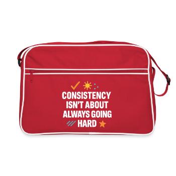 Cohérence plutôt que travail acharné, Motivation - Sac Retro - rouge/blanc - Devant