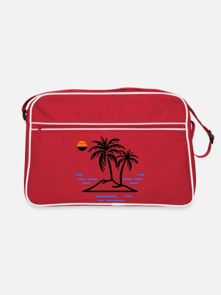 Palmen Insel - Retro Tasche - Rot/Weiß - Vorne