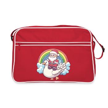 Goose Santa Claus Christmas - Retro Bag - red/white - Front