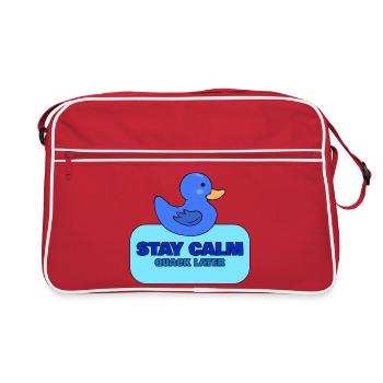 Bleib ruhig, quakt später – Blue Duck Design - Retro Tasche - Rot/Weiß - Vorne