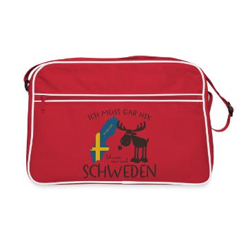 Ich muss nur nach Schweden Spruch Lustig - Retro Tasche - Rot/Weiß - Vorne