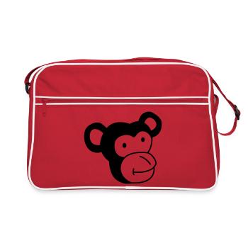 Niedlicher Affe – Dschungel & Tierfreund Design - Retro Tasche - Rot/Weiß - Vorne