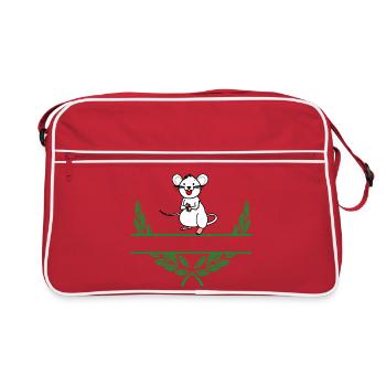 Mouse Laurel Wreath with Namespace - Retro Bag - red/white - Front