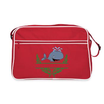Whale with Namespace - Retro Bag - red/white - Front