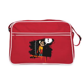 Superhero mouse in the rain on roof in grunge style - Retro Bag - red/white - Front
