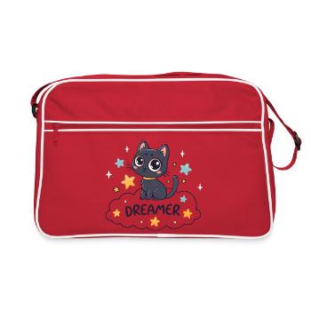 Chat rêveur étoilé sur nuage - Sac Retro - rouge/blanc - Devant
