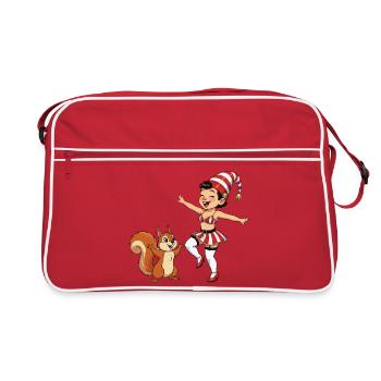 Leprechaun girl with squirrel - Retro Bag - red/white - Front