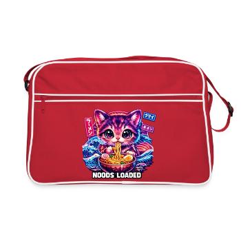Neon Cat Ramen Noods - Retro Tasche - Rot/Weiß - Vorne