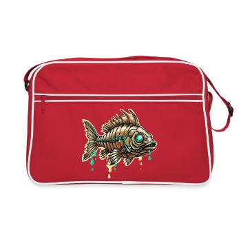 Poisson Steampunk cybernétique - Sac Retro - rouge/blanc - Devant