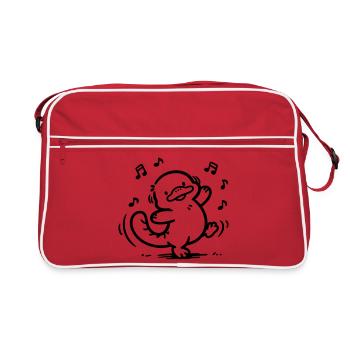 Ornithorynque dansant | Motif musical drôle - Sac Retro - rouge/blanc - Devant