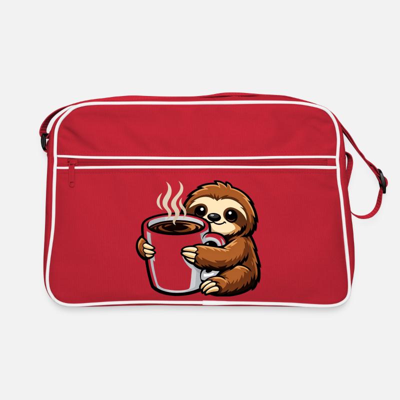 Faultier mit Kaffee-Becher Retro Tasche