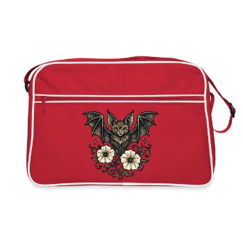 Night Bat Flower Ornament - Retro Bag - red/white - Front