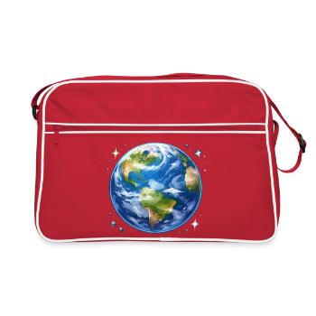 La Terre dans un style aquarelle cosmique - Sac Retro - rouge/blanc - Devant