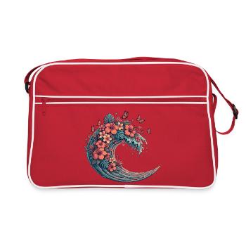 Vague lunaire avec des fleurs tropicales - Sac Retro - rouge/blanc - Devant
