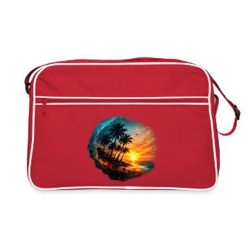 Coucher soleil palmier plage - Sac Retro - rouge/blanc - Devant