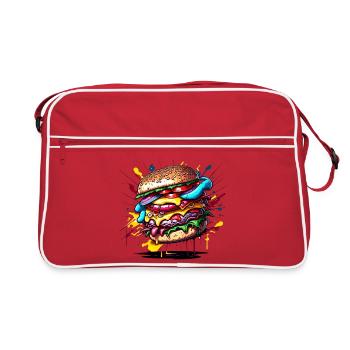 Burgers - Hamburgers - Restauration rapide - Sac Retro - rouge/blanc - Devant