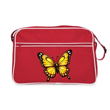Yellow Orange Butterfly Pattern - Retro Bag - red/white - Front