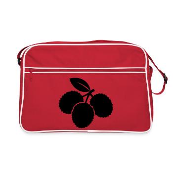 Lychee Silhouette – Exotic Fruit Design - Retro Bag - red/white - Front