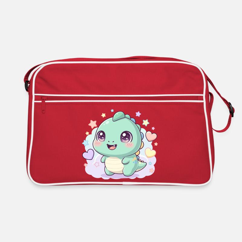 Pastell Kawaii Dino mit Sternchen Retro Tasche