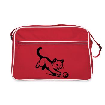 Katze - Retro Tasche - Rot/Weiß - Vorne