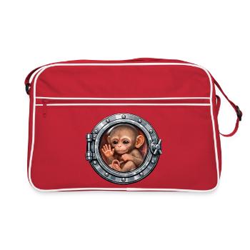 Baby monkey in metal hatch - Retro Bag - red/white - Front