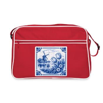 Tulipes et moulin à vent de Delft - Sac Retro - rouge/blanc - Devant