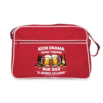 Kein Drama Keine Termine Biergelaber - Retro Tasche - Rot/Weiß - Vorne
