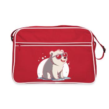 Ours polaire chic en lunettes - Sac Retro - rouge/blanc - Devant