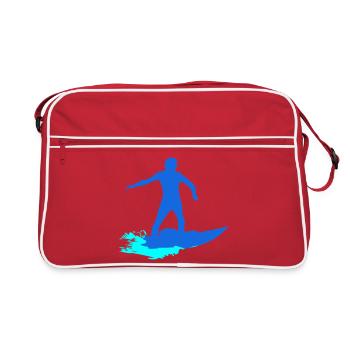 Silhouette de surfeur sur la vague - Sac Retro - rouge/blanc - Devant