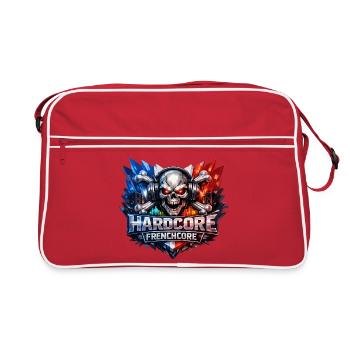 Hardcore Frenchcore Skull Art - Retro Tasche - Rot/Weiß - Vorne