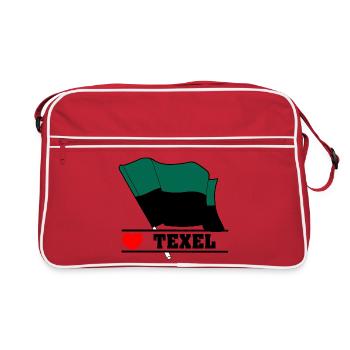 J’adore Texel – Design du drapeau de l’île - Sac Retro - rouge/blanc - Devant