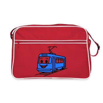 tram cartoon - Retro Bag - red/white - Front