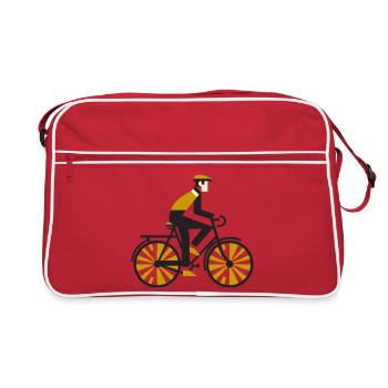 Silhouette du cycliste doré - Sac Retro - rouge/blanc - Devant