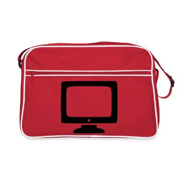 Retro Computer Bildschirm weiß Vintage 80er 90er  - Retro Tasche - Rot/Weiß - Vorne