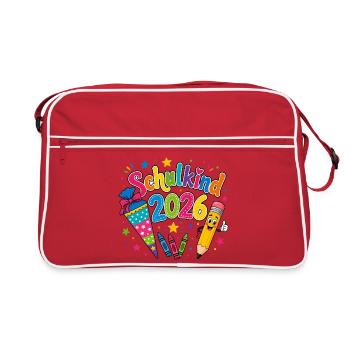 Schulkind 2026 - Retro Tasche - Rot/Weiß - Vorne