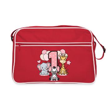 Safari des peluches pour le premier anniversaire - Sac Retro - rouge/blanc - Devant
