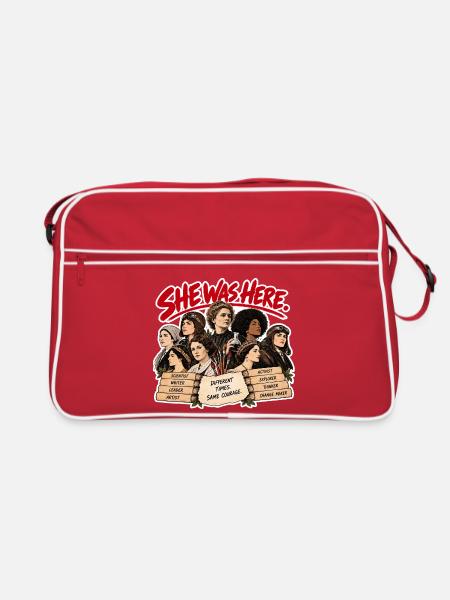 She Was Here - Frauen der Geschichte Feminismus - Retro Tasche - Rot/Weiß