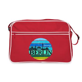 Berlin - Skyline - Sonnenuntergang - Deutschland - Retro Tasche - Rot/Weiß - Vorne