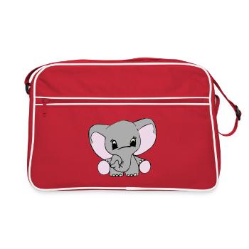 Elephant with Big Ears – Nursery Motif - Retro Bag - red/white - Front