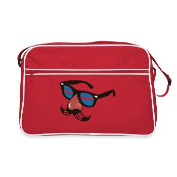 Lunettes avec moustache et nez – Motif amusant - Sac Retro - rouge/blanc - Devant