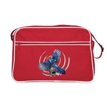 Oiseau Crâne Bleu - Sac Retro - rouge/blanc - Devant