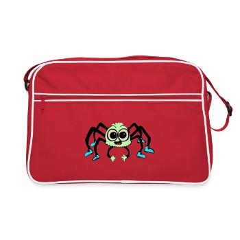 Cute Spider Cartoon – Cute Insect Animal Motif - Retro Bag - red/white - Front