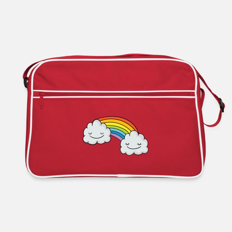 Regenbogen - Retro Tasche - Rot/Weiß