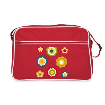 70er Jahre Blume Muster Retro Hippie Festival - Retro Tasche - Rot/Weiß - Vorne